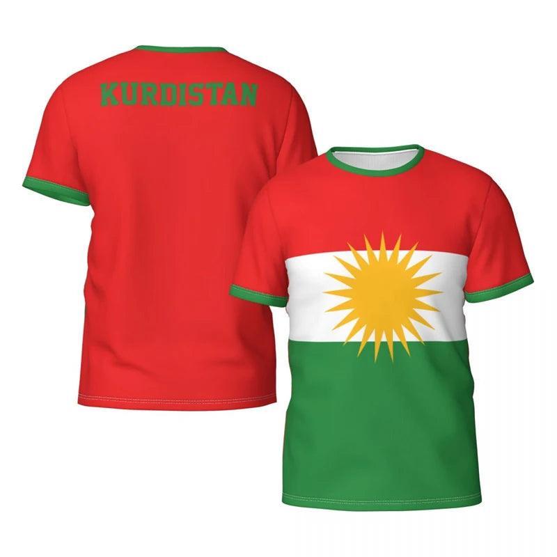 Kurdish Flag Print T-shirt For Men Football