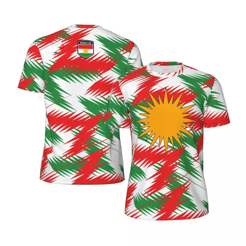 Kurdish Flag Print T-shirt For Men Football