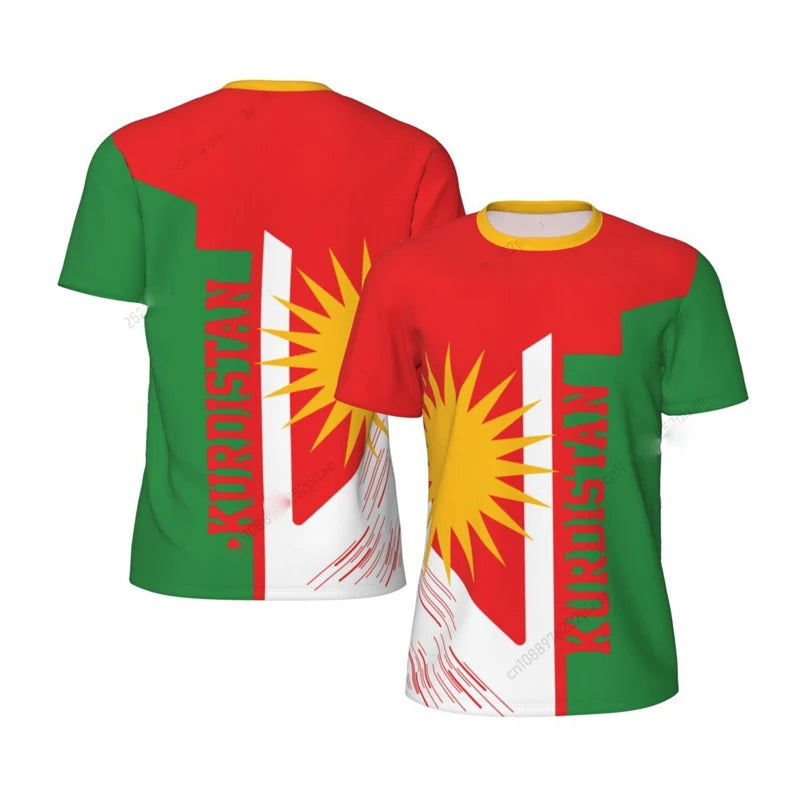 Kurdish Flag Print T-shirt For Men Football