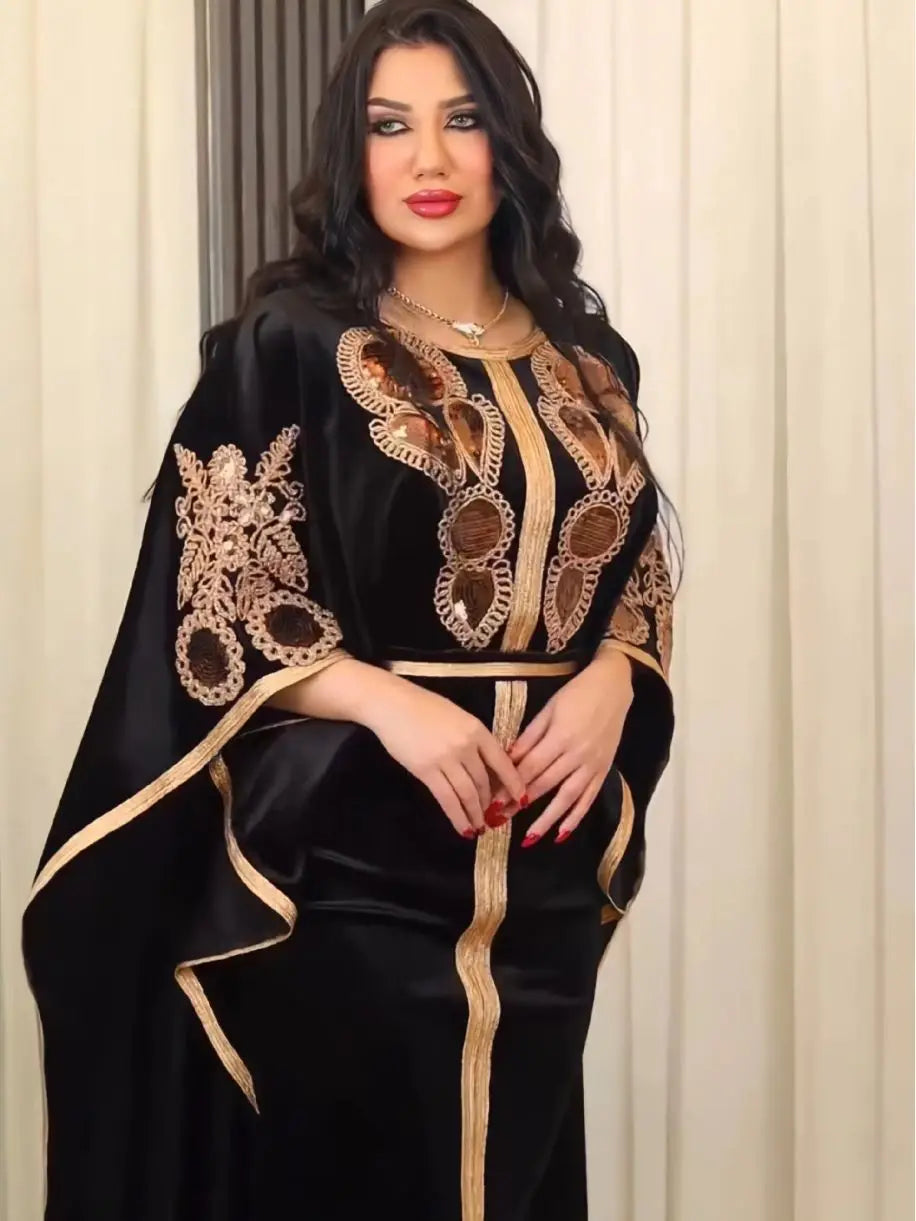 Eid Dresses Women 2023 Party Muslim Kaftan Embroidered Batwing Sleeve Dress Ramadan Abayas Caftan Jellabiya Elegant Vestidos