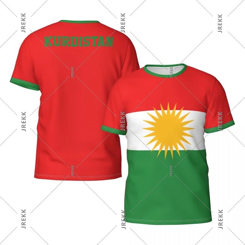 Kurdish Flag Print T-shirt For Men Football