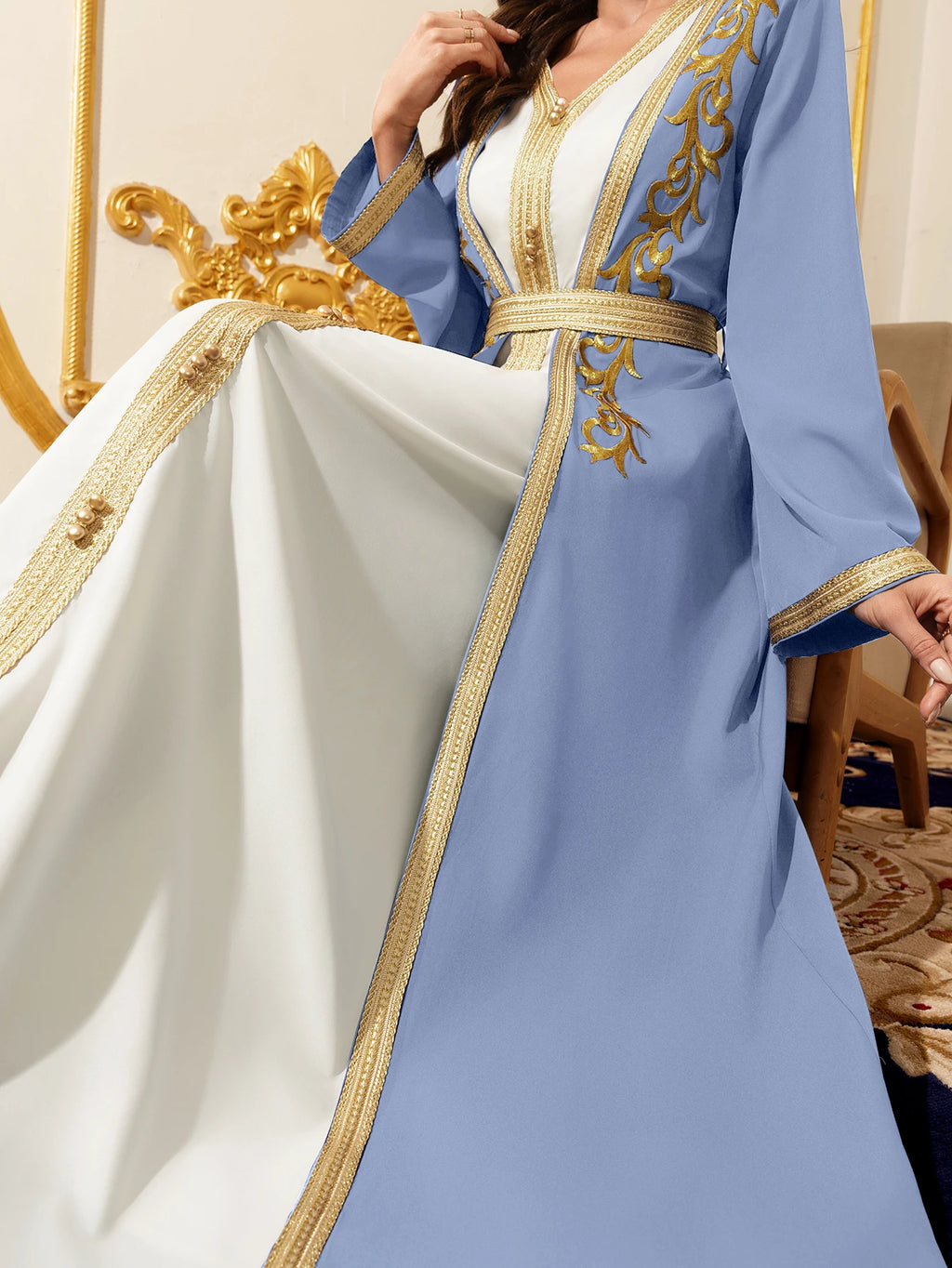 Middle East Elegant Muslim Dress Set Gold.