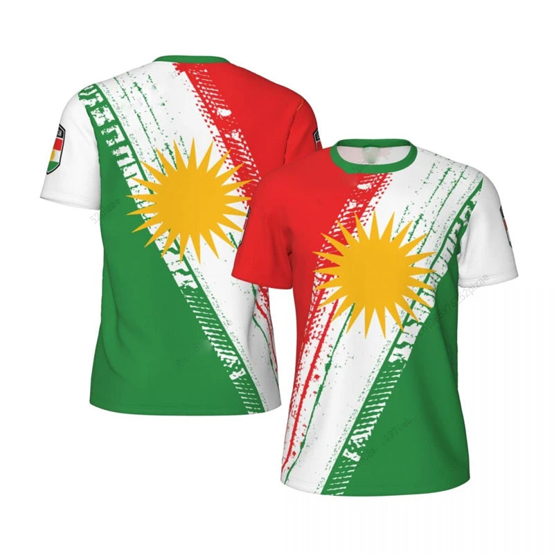 Kurdish Flag Print T-shirt For Men Football