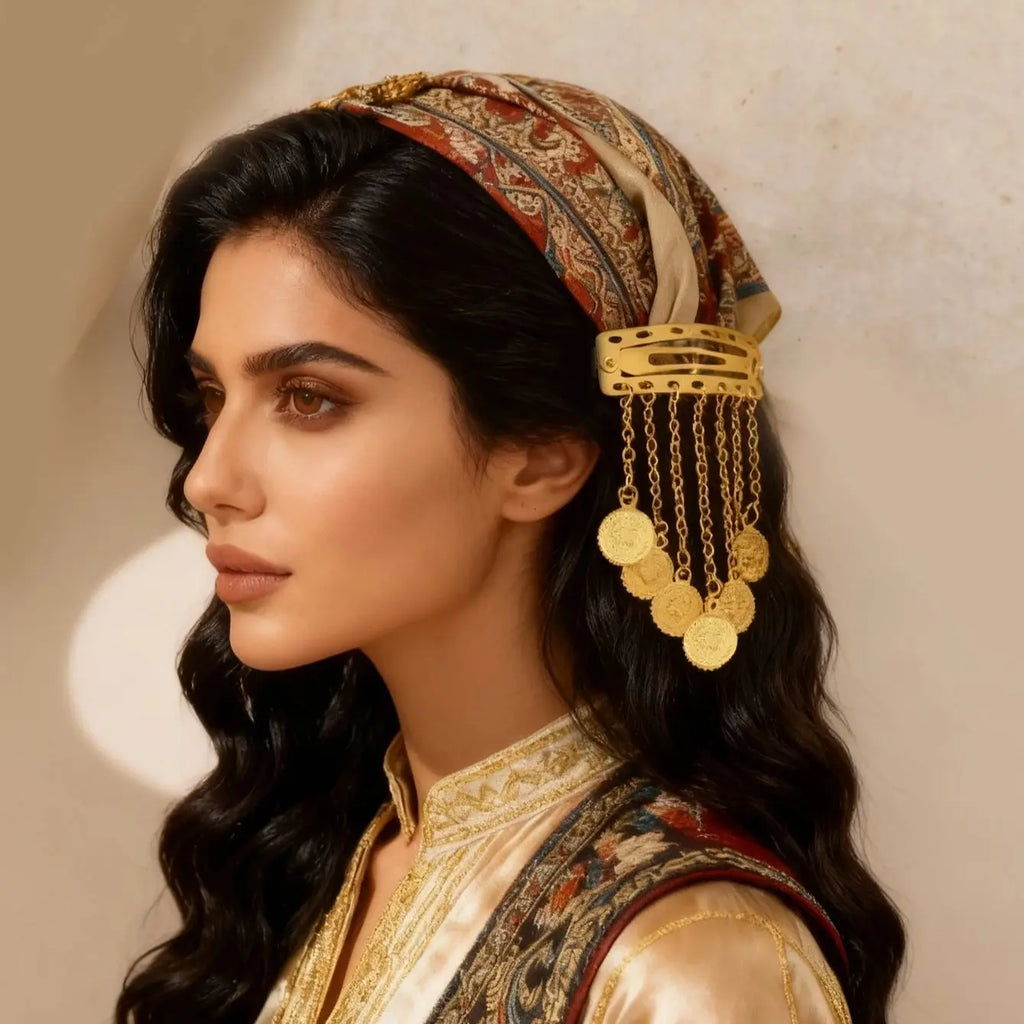 English (shortened)
Gold-Plated Turkish Coin Tassel Hair Clips – Kurdish Bridal Jewelry
Kurdish (Kurmanji)
Klipên Porê bi Sîkka Tirkî û Pûskên Zêr Pêlkirî – Zêrîna Bûkê Kurd
Kurdish (Sorani)
کلیپی قژ